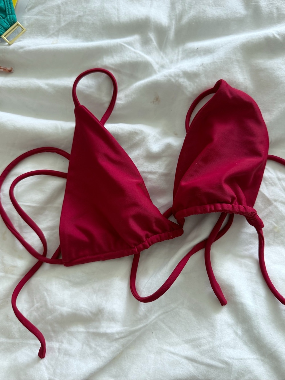 Women's Triangle Bikini Top in Deep Wine Red